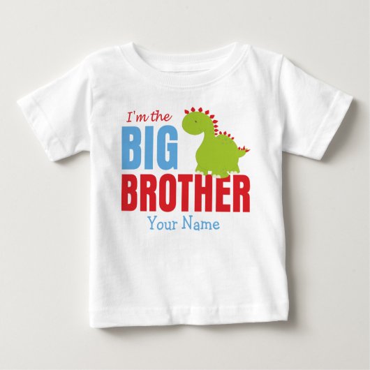 T-shirt Pour Bébé Big Brother Dinosaur Personnalisé (Devant)