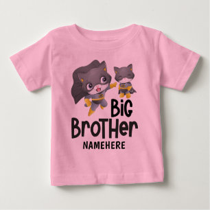 T-shirt Pour Bébé Big Brother Superhero Cat Illustration Custom
