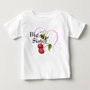 T-shirt Pour Bébé Big Sister Bumble Bee Cherry Pink Heart