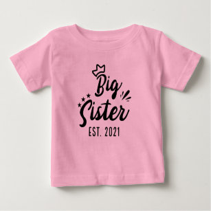 T-shirt Pour Bébé Big Sister EST 2021, révélations sur la grossesse