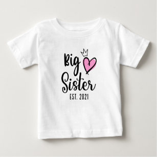 T-shirt Pour Bébé Big Sister EST 2021, révélations sur la grossesse