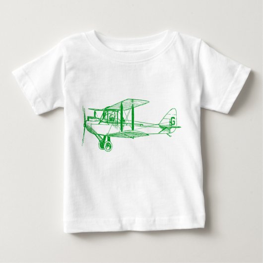 T-shirt Pour Bébé Biplane vintage - Vert d'herbe (Devant)