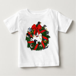 T-shirt Pour Bébé Birdorable NA Jardin Birds Christmas Wreath