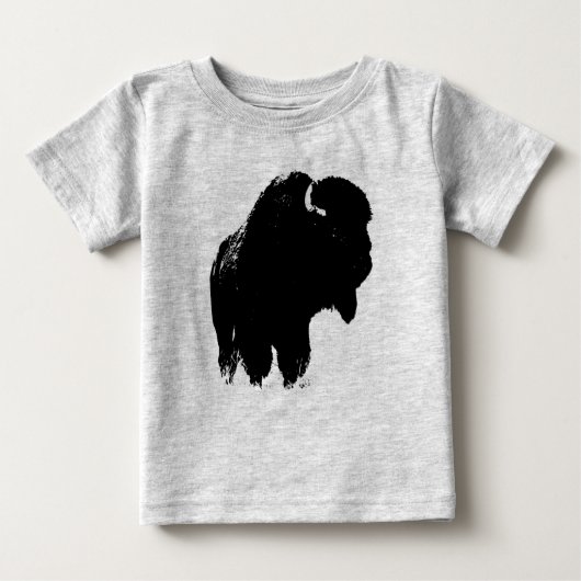 T-shirt Pour Bébé Bison de bison noir et blanc Pop Art (Devant)