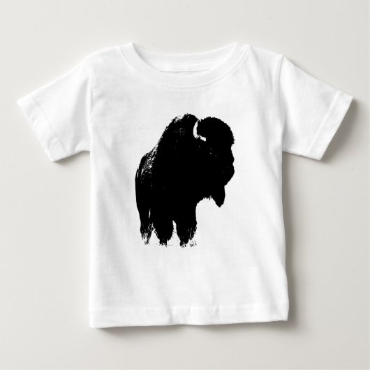 T-shirt Pour Bébé Bison de bison noir et blanc Pop Art (Devant)