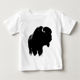 T-shirt Pour Bébé Bison de bison noir et blanc Pop Art