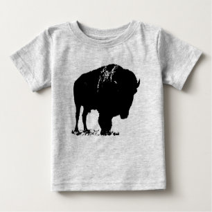 T-shirt Pour Bébé Bison de bison noir et blanc Pop Art