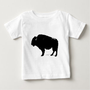 T-shirt Pour Bébé Bison de Buffalo Art noir et blanc