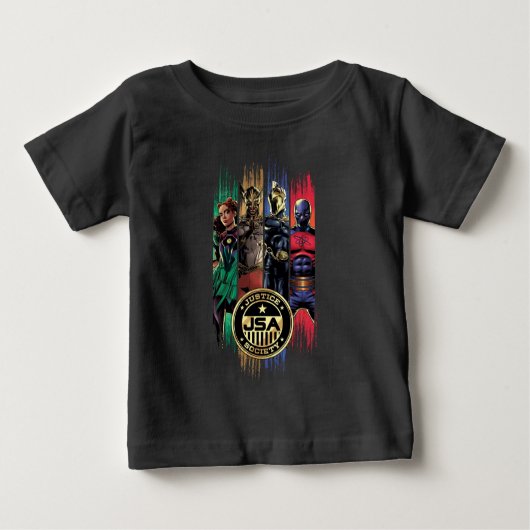 T-shirt Pour Bébé Black Adam Justice Society Heroes In Stripes (Devant)