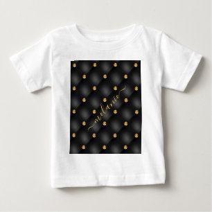 T-shirt Pour Bébé Black Gold Diamond Tufted Nom personnalisé Baby T-