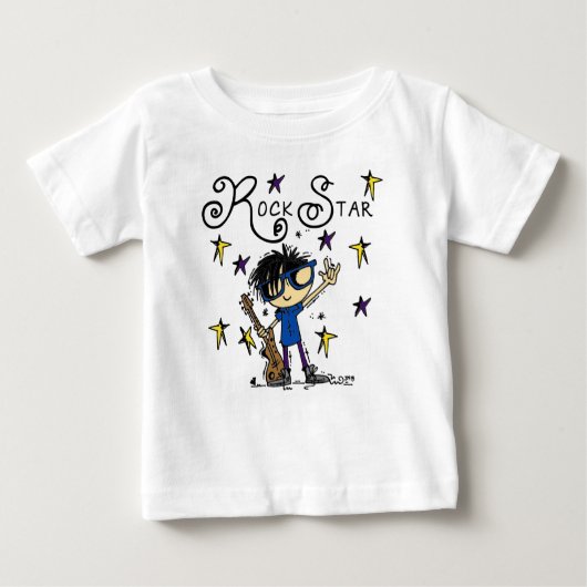 T-shirt Pour Bébé Black Hair Boy Rock Star (Devant)