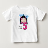 T-shirt Pour Bébé Black Haired Girl I'm Five (Devant)