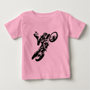 T-shirt Pour Bébé Black White Pop Art Motocross Motorcyle Sport
