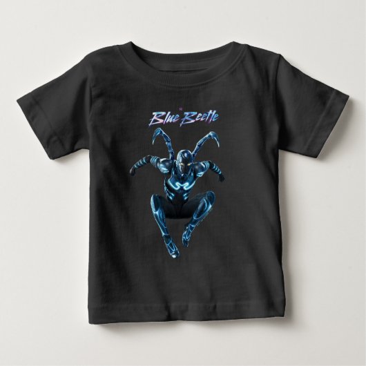 T-shirt Pour Bébé Bleu Beetle Leaping Caractère Art (Devant)