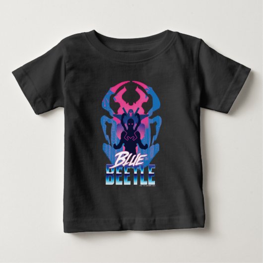 T-shirt Pour Bébé Bleu Beetle Rétrowave contre graphique (Devant)