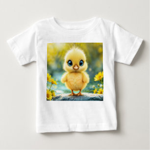 T-shirt Pour Bébé Bleu de poulet moelleux jaune soleil - Oiseau aux 