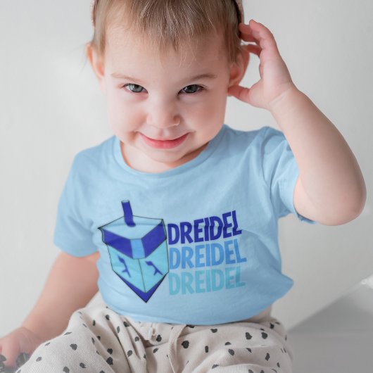 T-shirt Pour Bébé Bleu Dreidel Hanoukka Toddler