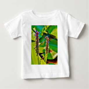 T-shirt Pour Bébé Bleu libellule et fleurs