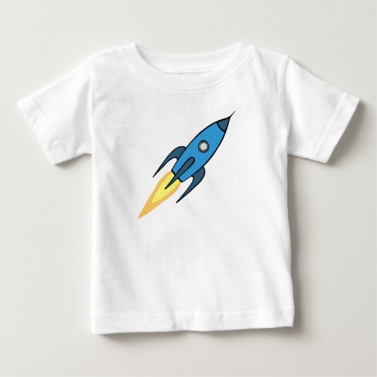 T-shirt Pour Bébé Bleu Rocket Ship Espace Extérieur Personnalisé Gar (Devant)