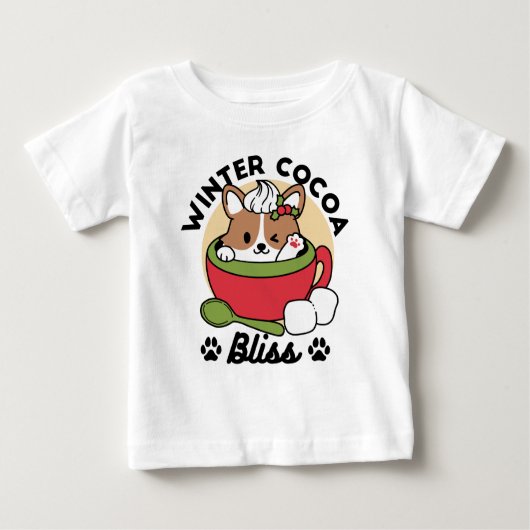 T-shirt Pour Bébé Bliss de cacao d'hiver - Chien mignon en mode Mug (Devant)