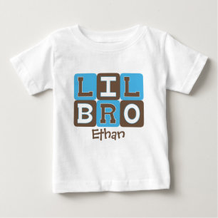 T-shirt Pour Bébé Blocs MOD Lil Bro - Bleu et Brown Personnalisé