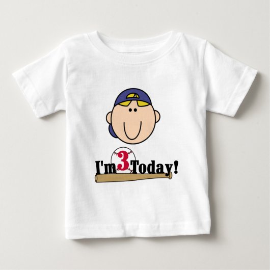 T-shirt Pour Bébé Blond Boy Baseball 3e anniversaire (Devant)