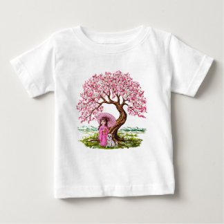 T-shirt Pour Bébé Blossom Dreams : Kimono Girl & Puppy