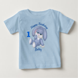 T-shirt Pour Bébé Blue Bunny Boys 1er Anniversaire Personnaliser le
