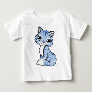 T-shirt Pour Bébé Blue cat feline animal