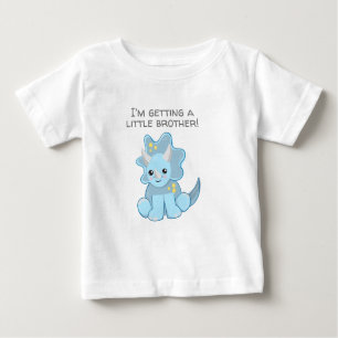 T-shirt Pour Bébé Blue Dinosaur Obtenir un petit frère
