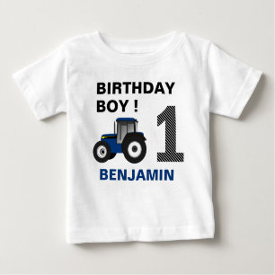 T-shirt Pour Bébé Blue Farm Tractor Anniversaire de enfant Party