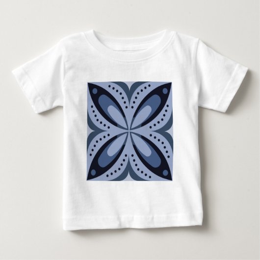 T-shirt Pour Bébé Blue Geometric Pattern Retro Style (Devant)