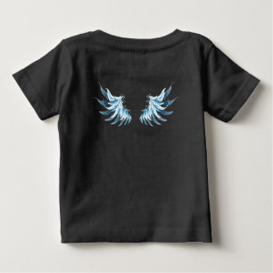 T-shirt Pour Bébé Blue Glowing Angel Wings on black background