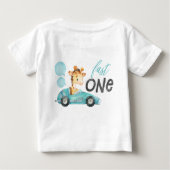 T-shirt Pour Bébé Blue Racing voiture Giraffe 1er Anniversaire T-shi (Dos)