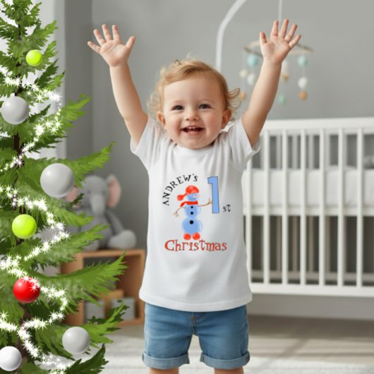 T-shirt Pour Bébé Blue snowman