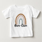 T-shirt Pour Bébé Boho arc-en-ciel avec nom neutre genre (Devant)