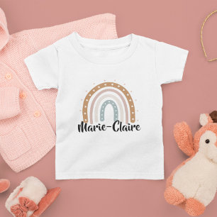 T-shirt Pour Bébé Boho arc-en-ciel avec nom neutre genre