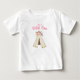 T-shirt Pour Bébé Boho Floral Tribal Teepee Wild Un 1er anniversaire