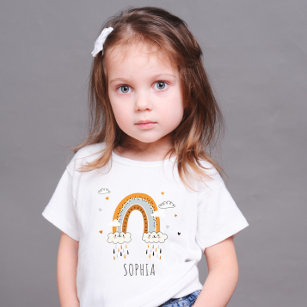T-shirt Pour Bébé Boho Genre Neutre Arc-en-ciel Personnalisé