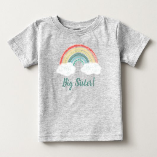 T-shirt Pour Bébé Boho Rainbow Baby shower Big Sister (Devant)