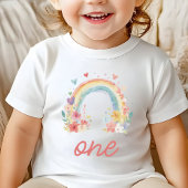 T-shirt Pour Bébé Boho Rainbow Floral Pastel "One" Premier Anniversa