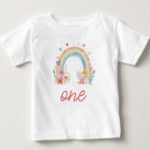 T-shirt Pour Bébé Boho Rainbow Floral Pastel "One" Premier Anniversa