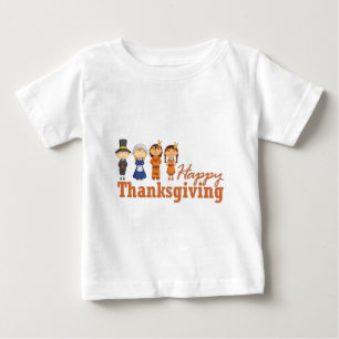 T-shirt Pour Bébé Bon thanksgiving avec Pilgrim Amérindien