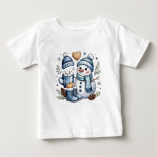 T-shirt Pour Bébé Bonhomme de neige confortable d'hiver