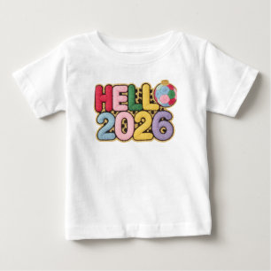 T-shirt Pour Bébé Bonjour 2026 Tee de Nouvel An de style broderie Co