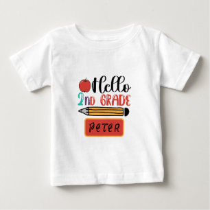 T-shirt Pour Bébé Bonjour 2e année personnalisée Retour à l'école Am