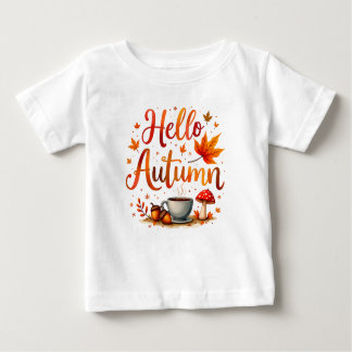T-shirt Pour Bébé Bonjour Automne, nostalgie cosy
