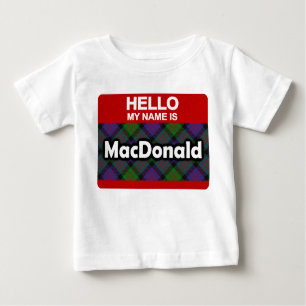 T-shirt Pour Bébé Bonjour Mon nom est MacDonald Scottish Clan Tartan