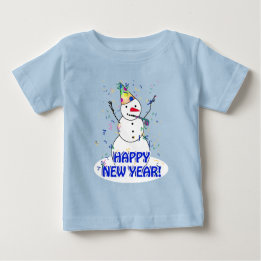 T-shirt Pour Bébé Bonne année de la fête du bonhomme de neige