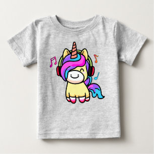T-shirt Pour Bébé Bonne licorne de bébé souriante avec casque.